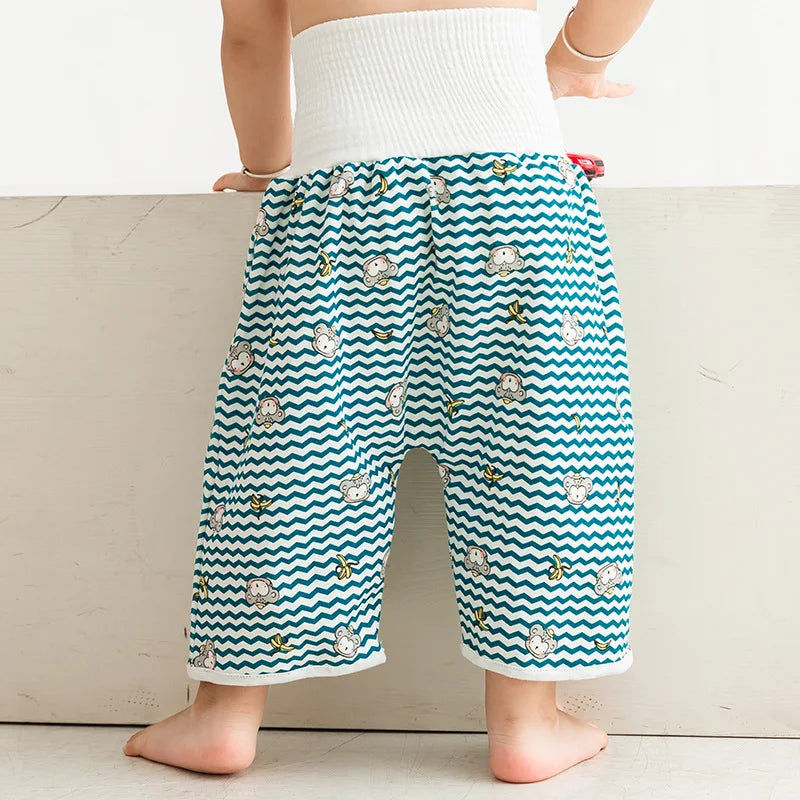 Baby Training Pants 2 in 1 Babies Kids Diaper Waterproof Reusable Cotton Pant Skirts Leakage Mat Cover Sleeping Bed Clothes