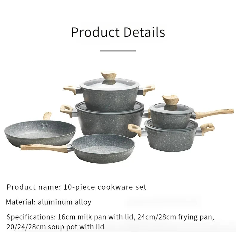 10 Pcs Pots and Pans Set