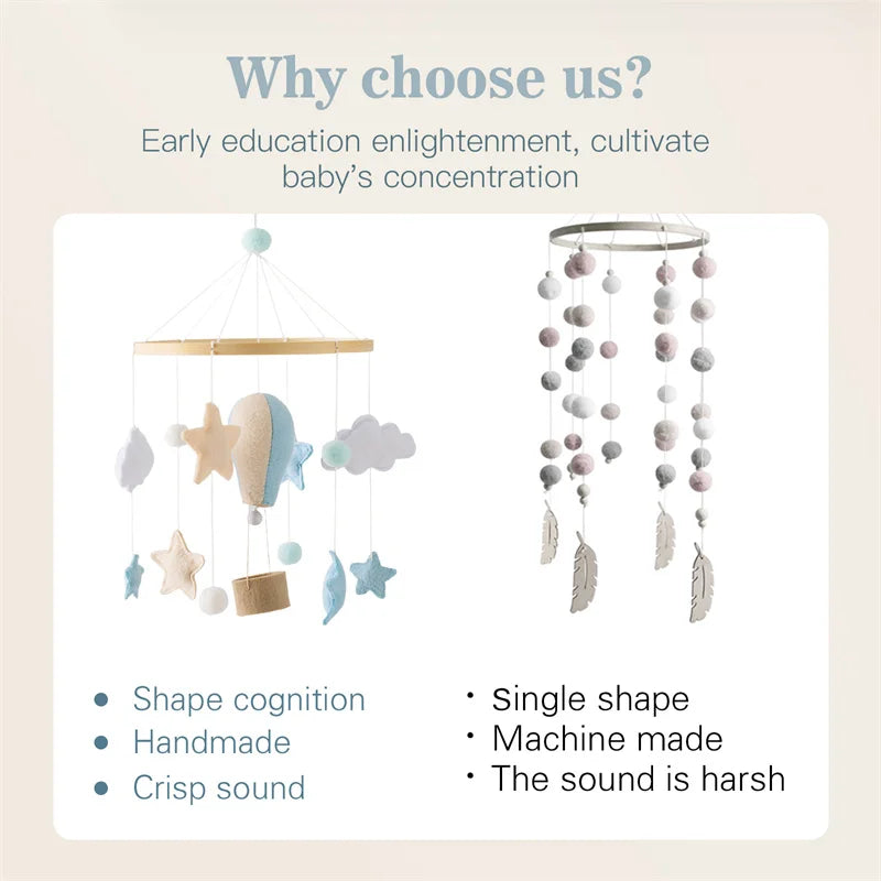 Baby Crib Mobiles Wooden Cloud Hot Balloon Bed Bell Newborn Stroller Rattle Toy Cartoon Plush Toy Infant Baby Boy Girls Toy Gift