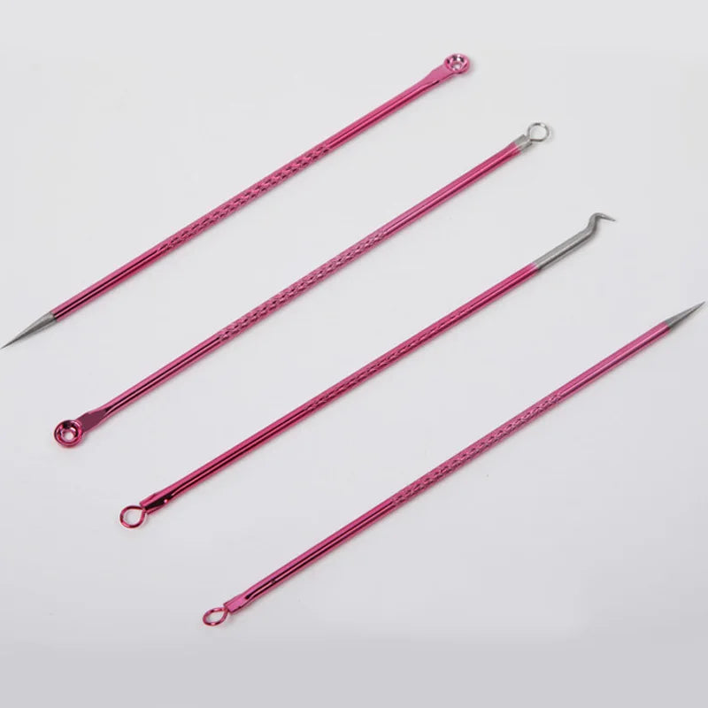 4pcs/pack Acne Needle Kit Reusable Blackhead Extractor Acne Pimple Blackhead Remover Tool Stainless Steel Skin Care Tool