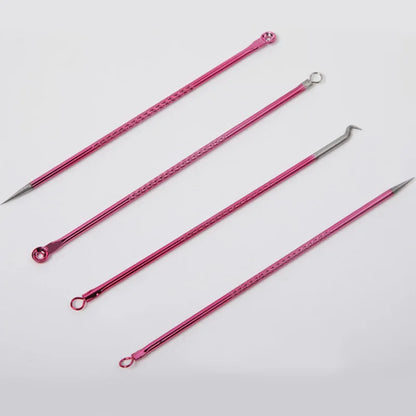 4pcs/pack Acne Needle Kit Reusable Blackhead Extractor Acne Pimple Blackhead Remover Tool Stainless Steel Skin Care Tool