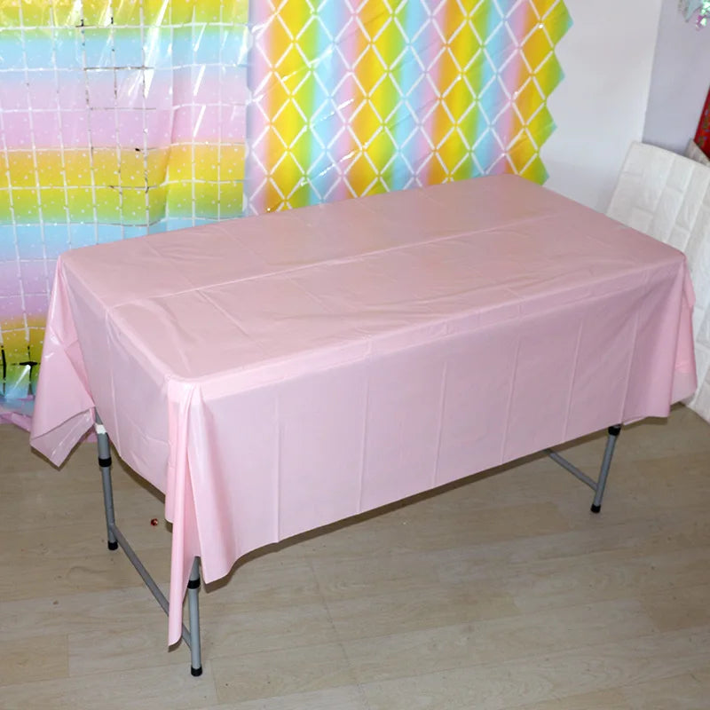 1pc Reusable Tablecloths BPA Free Plastic 54 x 72 inch Dining Table Cover Cloth for Parties Picnic Camping Outdoor Disposable