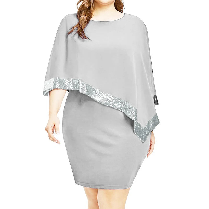 Plus Size Sequin Off-Shoulder Dress