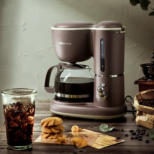 600ML American Coffee Maker Household Small Automatic Drip Mini Coffee Pot Flower Teapot Dual-Purpose Hot Drink 220V