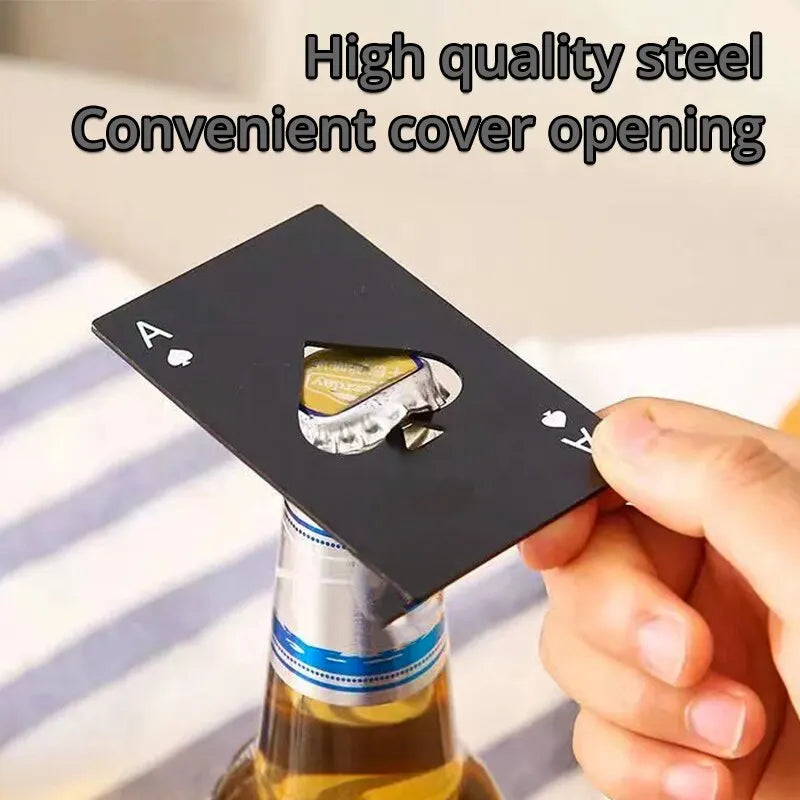 Stainless Steel Credit Card Size Beer Opener Cap Ace of Spades Casino Poker Shaped Can Opener for Family Bar Party Tools