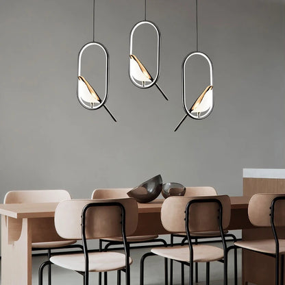 Nordic Magpie Bird LED Cord Pendant Lamps