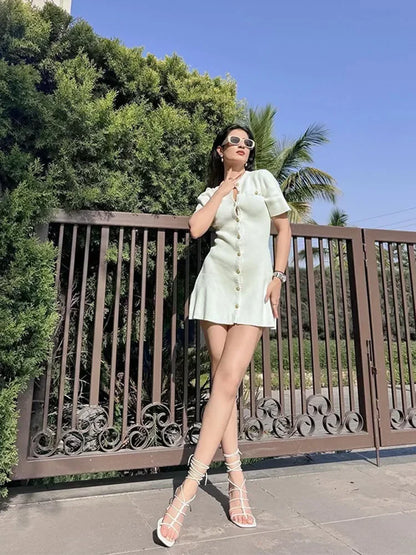 Knitted O-Neck Bodycon Mini Dress