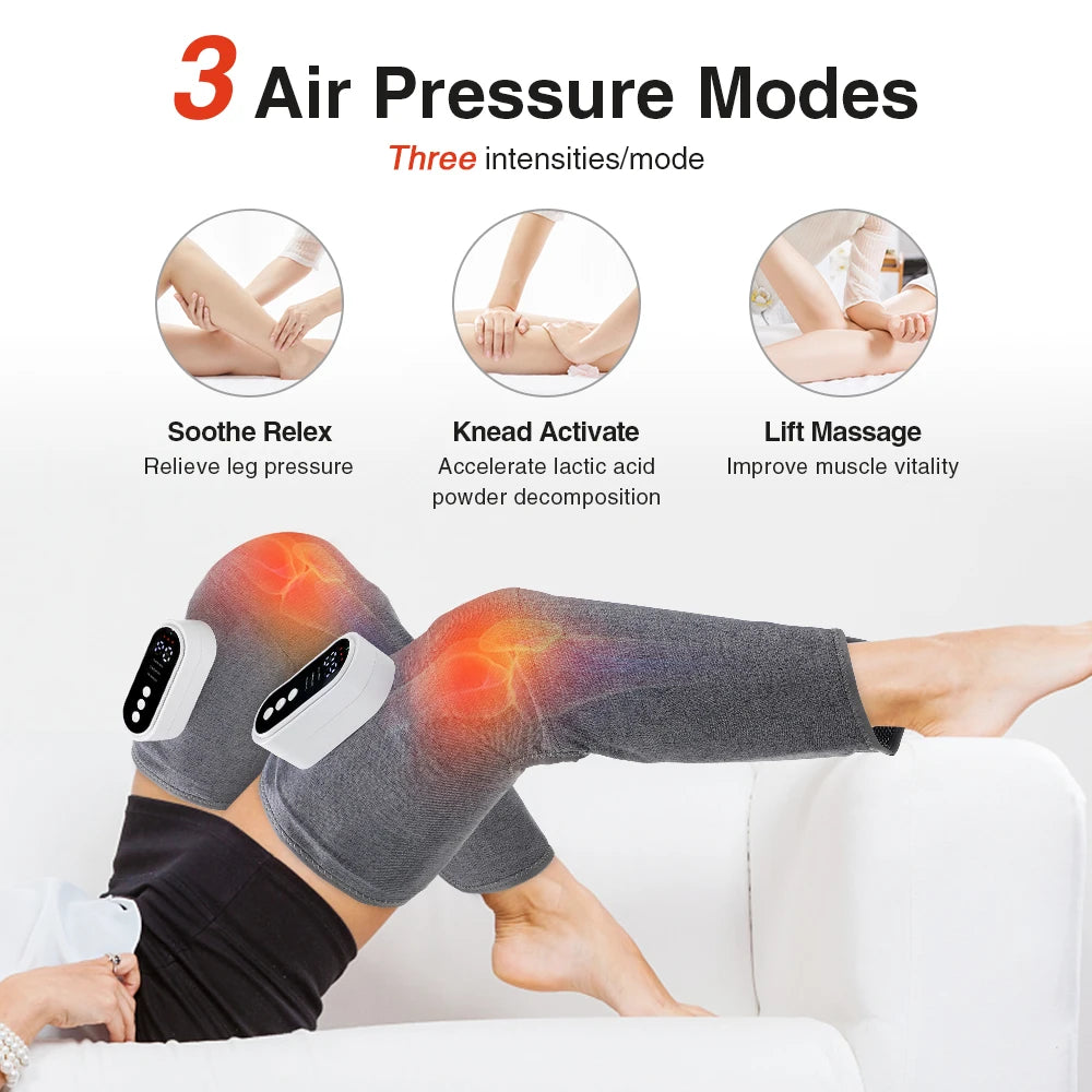 Electric Leg Massager Home Portable Leg Massage Equipment 3-Speed Hot Compress Thigh and Calf Massage Relax Muscles Relieve