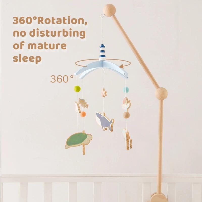 Baby Crib Mobiles Bed Bell Cartoon Felt Whale Rattles Toys Newborn Music Box Hanging Toys Holder Bracket Infant Crib Toys Gifts