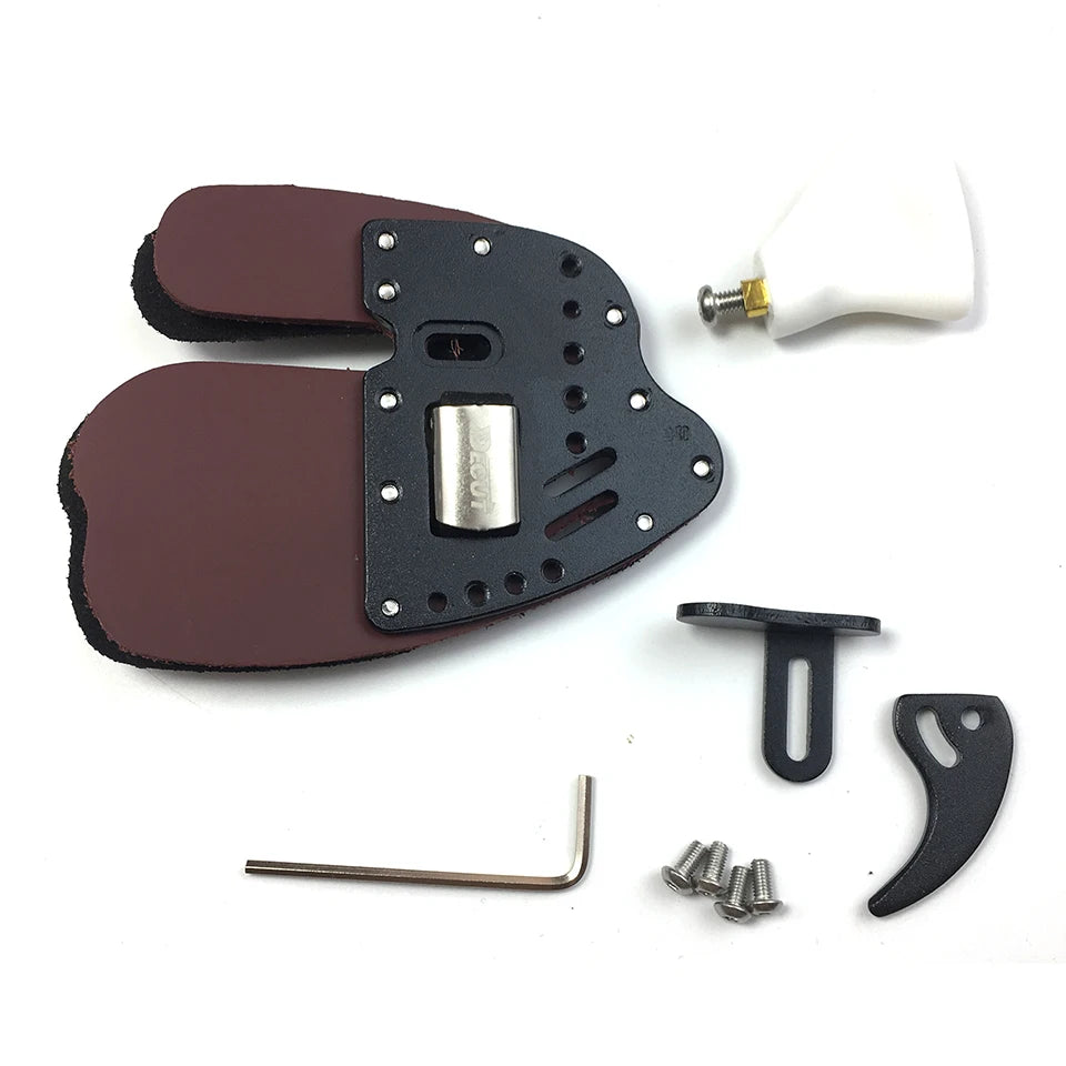 Decut HOCKII Finger Tab Guard Aluminum+ Leather Archery Finger Protector Right Hand/Left Hand Hunting Shooting Accessorie