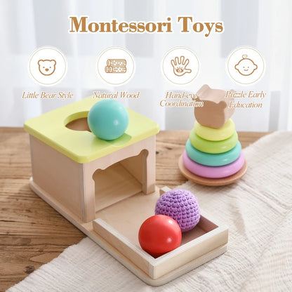 Kids Wooden Montessori Toys Coin Ball Busy Drum Color Shape Cognition Match Educational Sensory Toys Baby Teaching Aid Toy Gifts