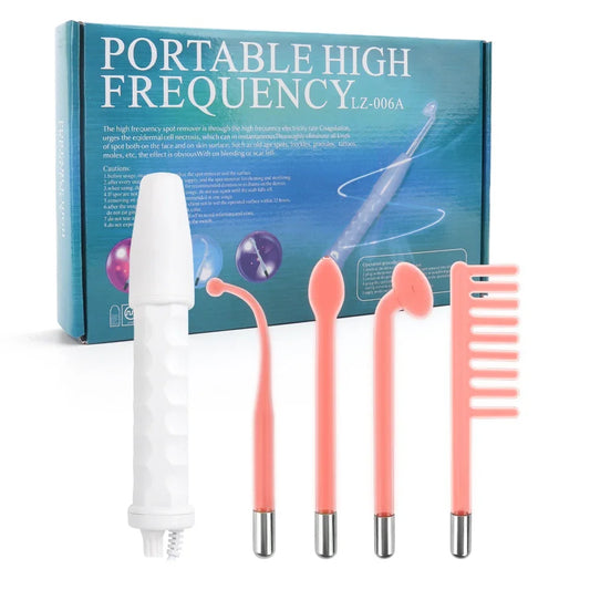 Portable 4 In 1 High Frequency Facial Therapy Wand Handheld Electric Face Skin Beauty Tools Acne Treatment Machine Neon Wand