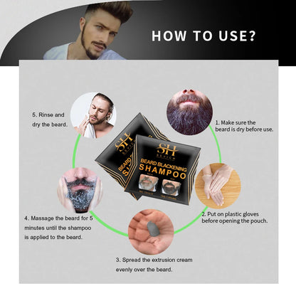 Natural Men's Beard Dye Shampoo Instant Beard Hair Colouring Dye Tint Cream Moustache Blackening Shampoo Facial Skin Care Tool