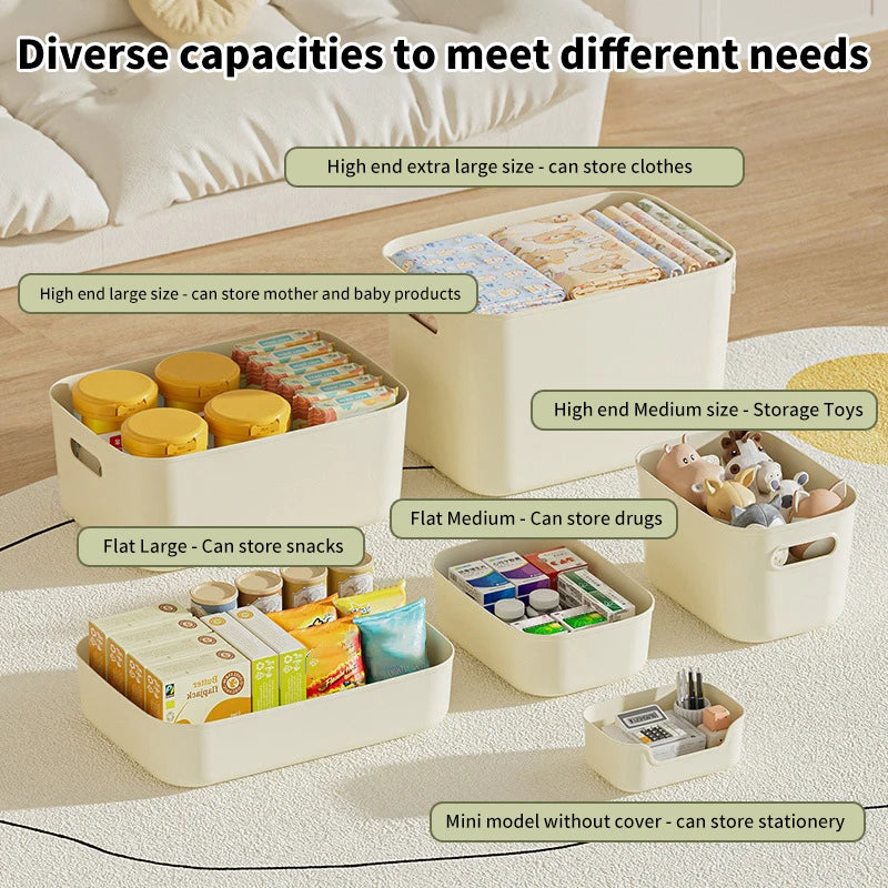 Desk Sundries Storage Box With Lid Wardrobe Clothes Drawer Plastic Storage Basket Container Organizer For Cosmetics Small Things