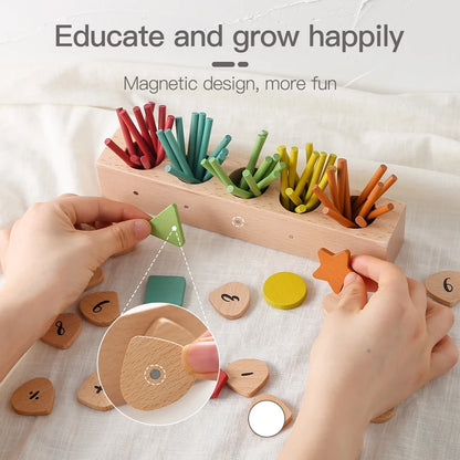 Montessori Toys Kids Wooden Counting Stick Toys Multifunctional Colour Shape Cognitive Match Educational Sensory Toys Baby Gifts