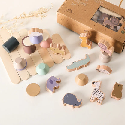 Baby Montessori Wooden Stacking Toys Animal Balance Seesaw Block Board Games Kids Hands-on Ability Puzzle Educational Block Gift