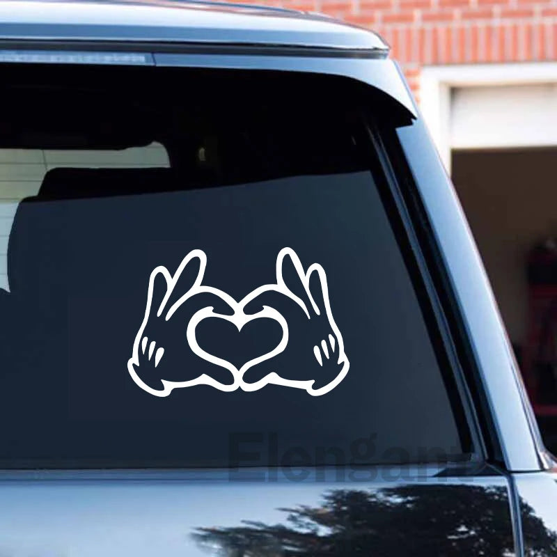 Mickey Mouse and Minnie Mouse Love Hands Vinyl Art Sticker Car Window Laptop Decor Couple Love Gifts Cup Decals Decoration