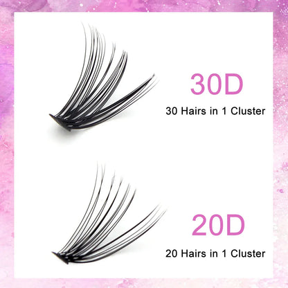 Moonlily 20D/30D Individual Cluster Eyelash Extension Natural Long Black 3D Volume Effect Faux Lashes Bunche Makeup Cilias