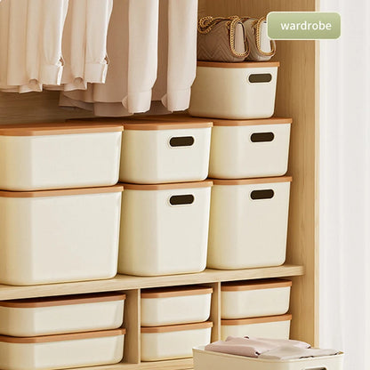 Desk Sundries Storage Box With Lid Wardrobe Clothes Drawer Plastic Storage Basket Container Organizer For Cosmetics Small Things