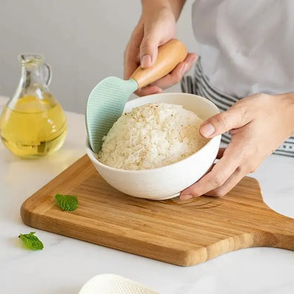 Silicone Spatula Non-stick Pan Special Household High Temperature Resistant Stir-fry Spatula Extended Wooden Handle Spatula