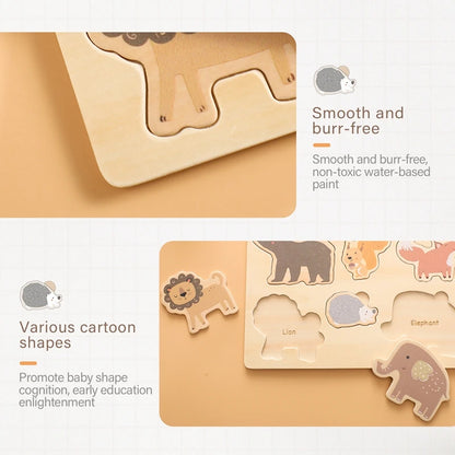 Children Wooden 3D Puzzles Toys Animals Vwgetable Colorful Puzzles Matching Toys For Baby Training Cognitive Montessori Toy Kids