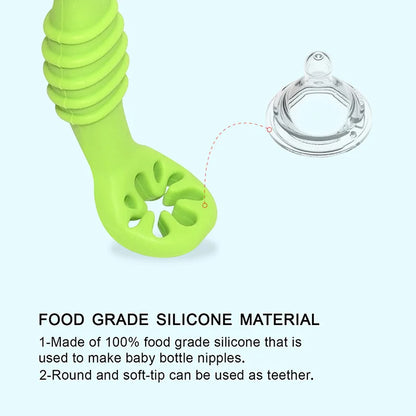Baby Silicone Grinding Training Spoon Baby Feeding Complementary Food Rice Paste Double Headed Soft Spoon Sticky Licking Rod