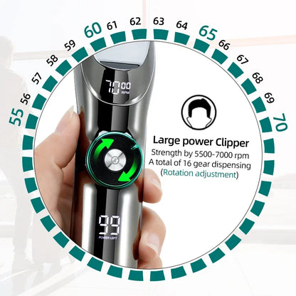 Hair Clipper Mens Beard Face Body Trimmer Professional Cordless Rechargeable Hair Cutter Kit Barber Shop Strong Power Clippers