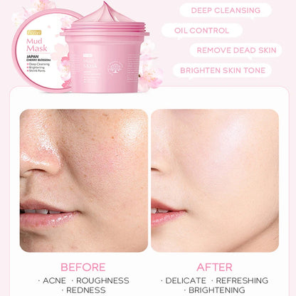 100g Japan Sakura Mud Face Mask Reduce Wrinkle Night Facial Packs Skin Clean Blackhead Pores Smearing Mud Mask Skin Care