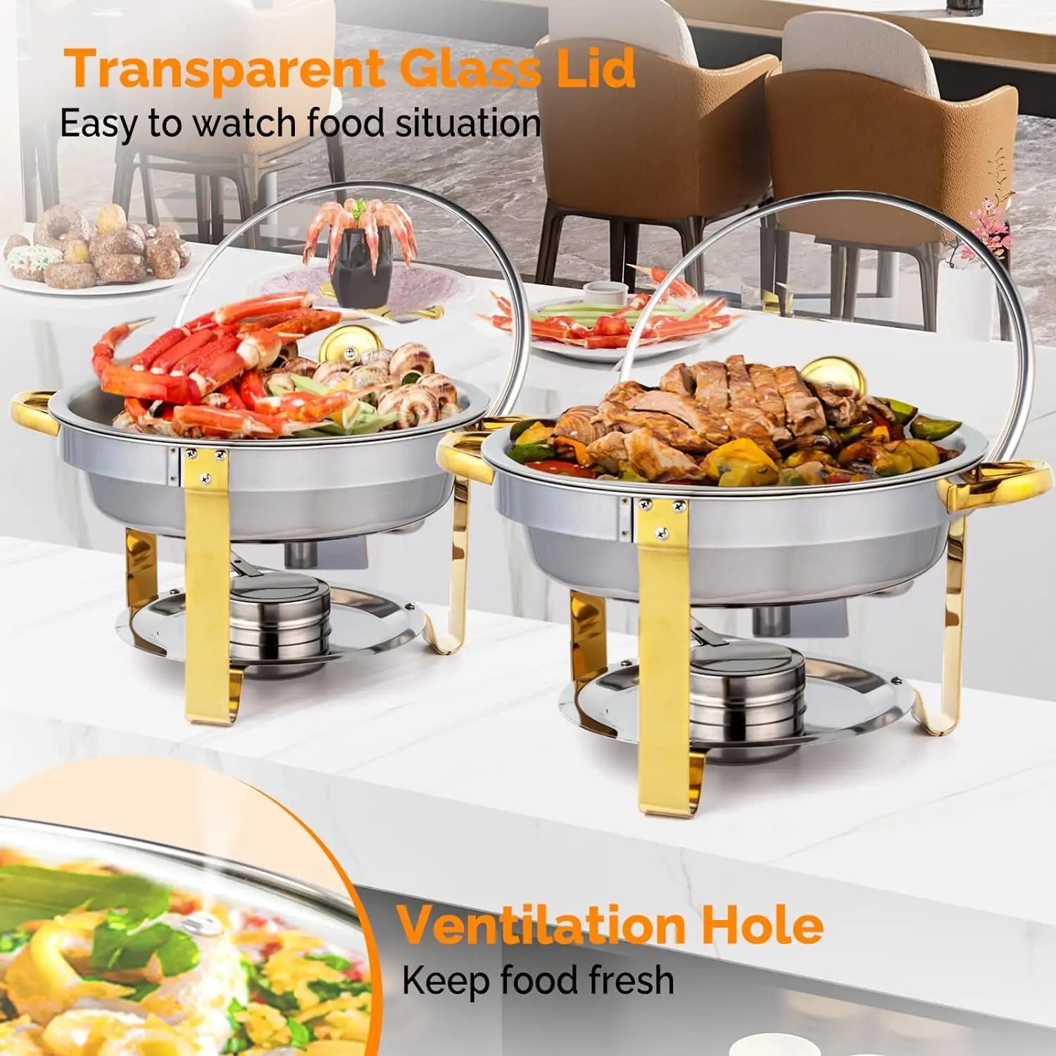 5QT 2-12 Packs Chafing Dish Buffet Set for Catering Event Party