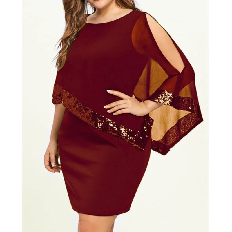 Plus Size Sequin Off-Shoulder Dress