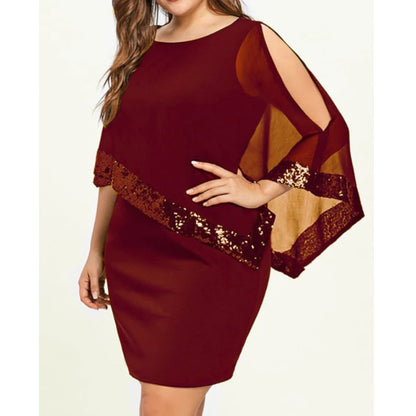 Plus Size Sequin Off-Shoulder Dress