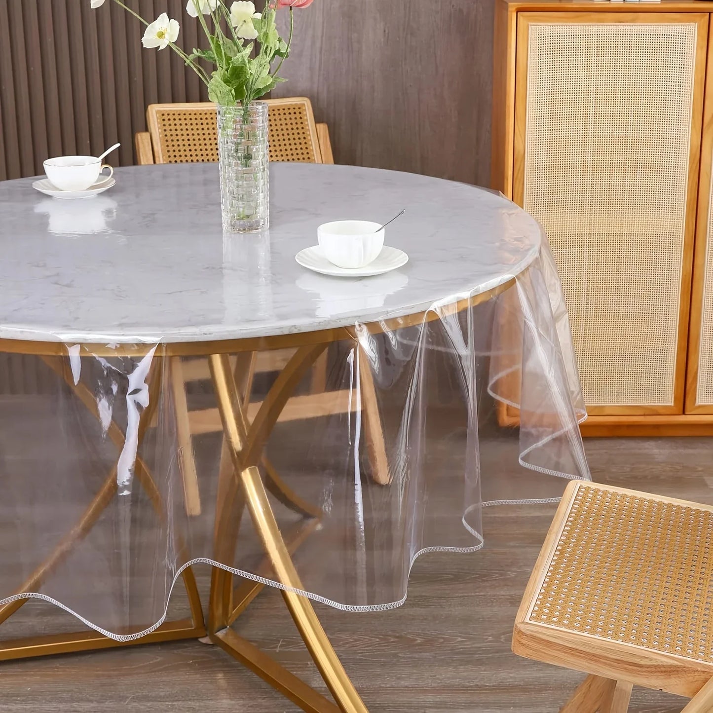 Round Table Cover Pvc Desk Cover Mat Protector Mantel Protector Cover Protector,Waterproof, Oil, Stain Plastic Tablecloths