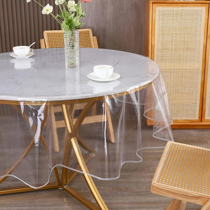 Round Table Cover Pvc Desk Cover Mat Protector Mantel Protector Cover Protector,Waterproof, Oil, Stain Plastic Tablecloths