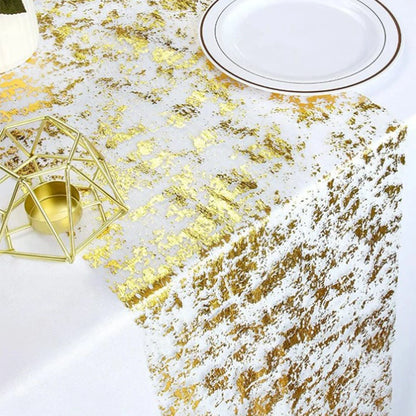 Sparkle Metallic Gold Table Runner Gold/Silver Sequin Glitter Metallic Foil Mesh Roll Party Wedding Birthday Table Decoration