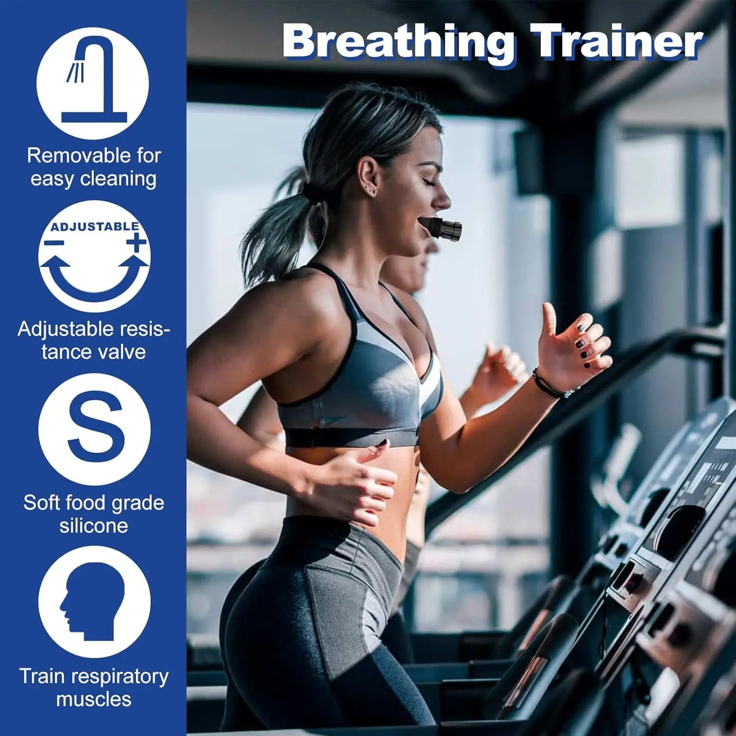 Silicone Breathing Trainer Respiratory Muscles Portable Lightweight Lung Flexer Durable Fitness Adjustable Exerciser Device