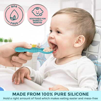Baby Silicone Grinding Training Spoon Baby Feeding Complementary Food Rice Paste Double Headed Soft Spoon Sticky Licking Rod