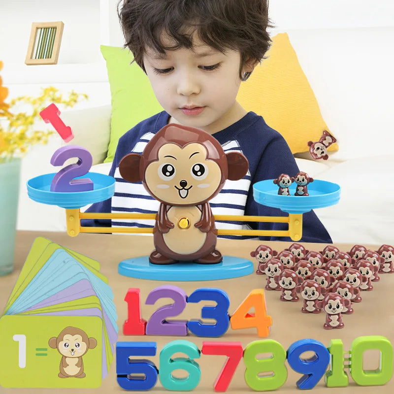 Monkey Balance Math Toy Baby Montessori Early Educational Balancing Scale Toys Teaching Material Table Games Interactive Gifts
