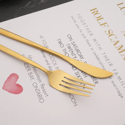 6Pcs Gold Dinner Knife Cutlery Set Mirror Knife Dinnerware Set Stainless Steel Sharp Knife Tableware Home Kitchen Flatware