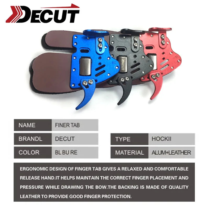 Decut HOCKII Finger Tab Guard Aluminum+ Leather Archery Finger Protector Right Hand/Left Hand Hunting Shooting Accessorie