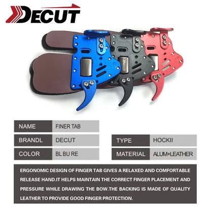 Decut HOCKII Finger Tab Guard Aluminum+ Leather Archery Finger Protector Right Hand/Left Hand Hunting Shooting Accessorie
