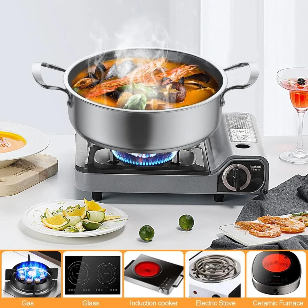 Stainless Steel pots and pans set,6 Piece Nonstick Kitchen Induction Cookware Set,Works with Induction/Electric and Gas Cooktops