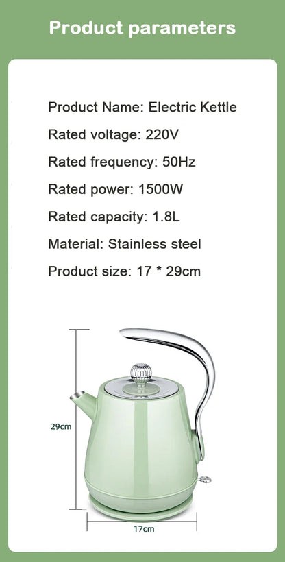 DMWD 1.5L Electric Kettle Household Retro Water Heating Machine Stainless Steel Tea Maker Coffee Pot Office Boiler Warmer Heater