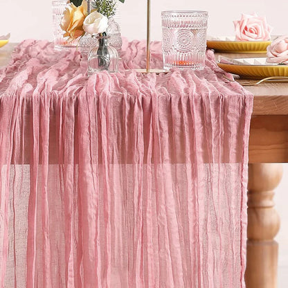 Pink Table Runner Wedding Tablecloth Rustic Wedding Party Decoration Baby Shower Birthday Bridal Dinning Table Cover