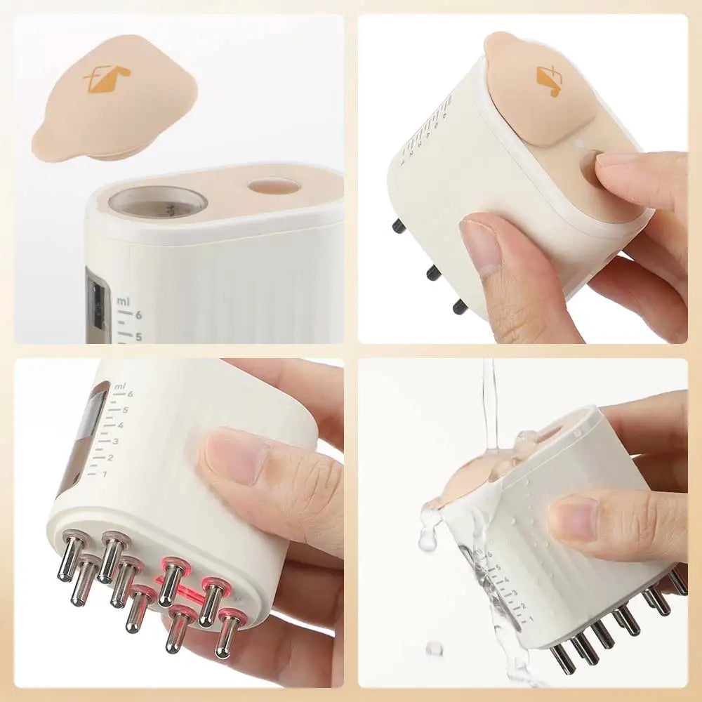 Electric Vibration Massage Comb Micro-current Medicine Applicator Red Light Head Massager Nourishing Applicator Portable