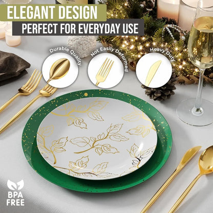 Gold Plastic Forks and Spoons 360 Pack Disposable Silverware Set - Plastic Cutlery Set Includes 3 x 120 - Forks Silverware - Pla