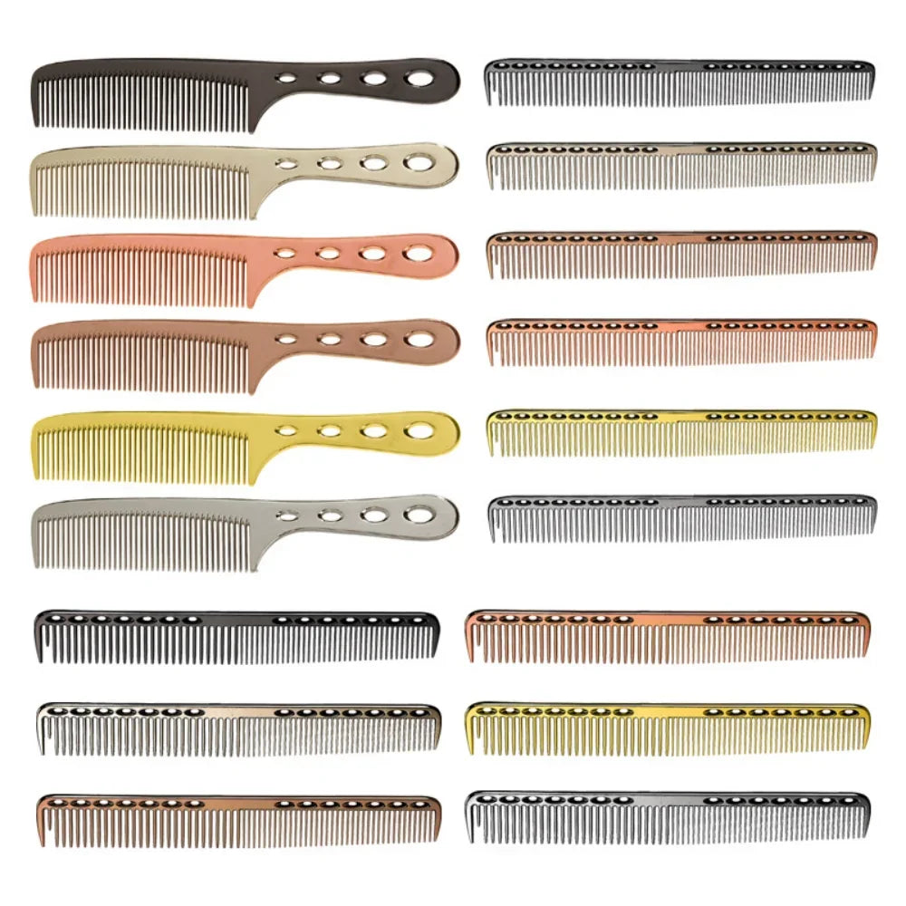 Hair Brush Aluminum Comb Set Barber Metal Hair Dressing Combs Multi-purpose Hairdresser Cutting Hairbrush Salon Beauty Tools