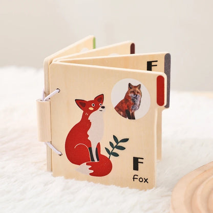 Kids Montessori Toy Baby Animal Wooden Books Toys 0-12Month Baby Educational Activity Sensory Cognitive Block Book Game Toy Gift