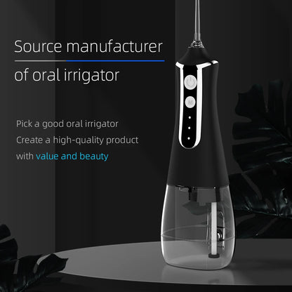 Dental Oral Irrigator Water Flosser Thread Teeth Pick Mouth Washing Machine 5 Nozzels 3 Modes USB Rechargeable 300ml Tank Dental