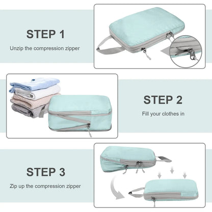 Compression Bags for Travel 4 Pcs Compression Travel Organiser Suitcase Organizer Bags Set Packing Cubes Travel Double-Stitched