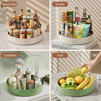 Kitchen Storage Spice Rack 360 Degree Rotating Cabinet Organizer Tray Plate Cosmetic Organizer Non-Slip Spice Round Rack Holder
